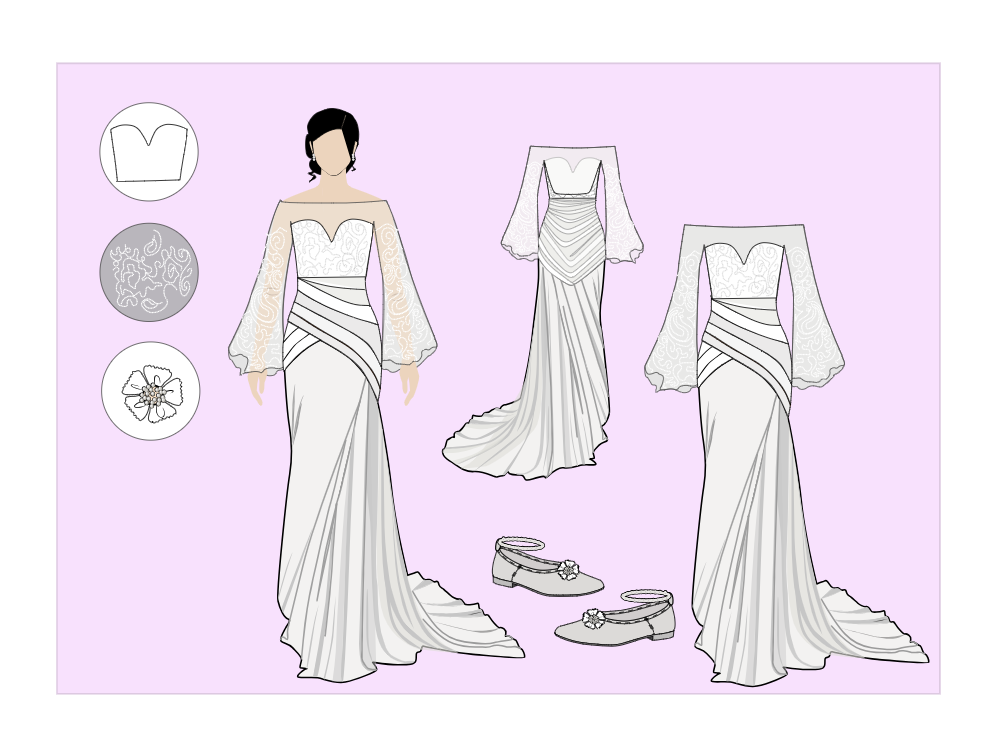 Off-Shoulder Bridal Dress Moodboard
