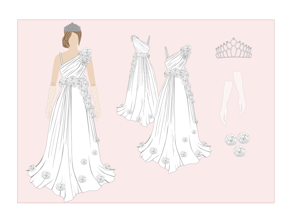 3D Florals Bridal Dress Moodboard