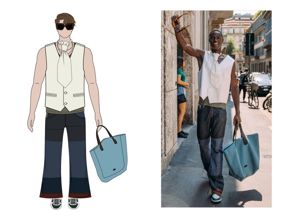 Tailored Street Style Outfit Illustration