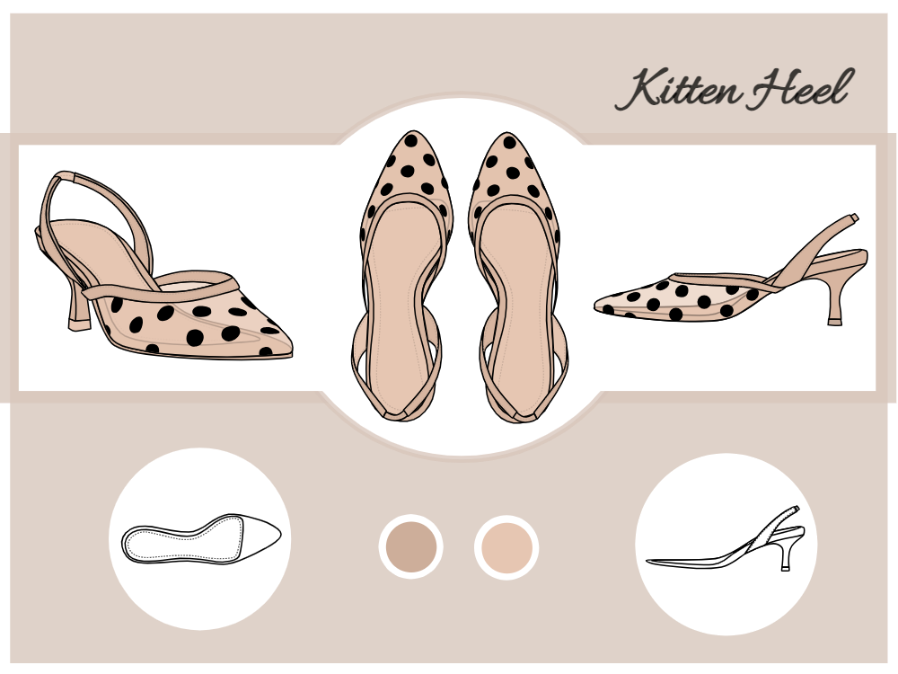 Printed Kitten Heel Sketch Moodboard
