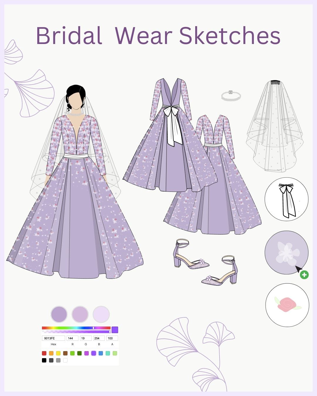 Bridal Wear Sketches and Templates Graphic