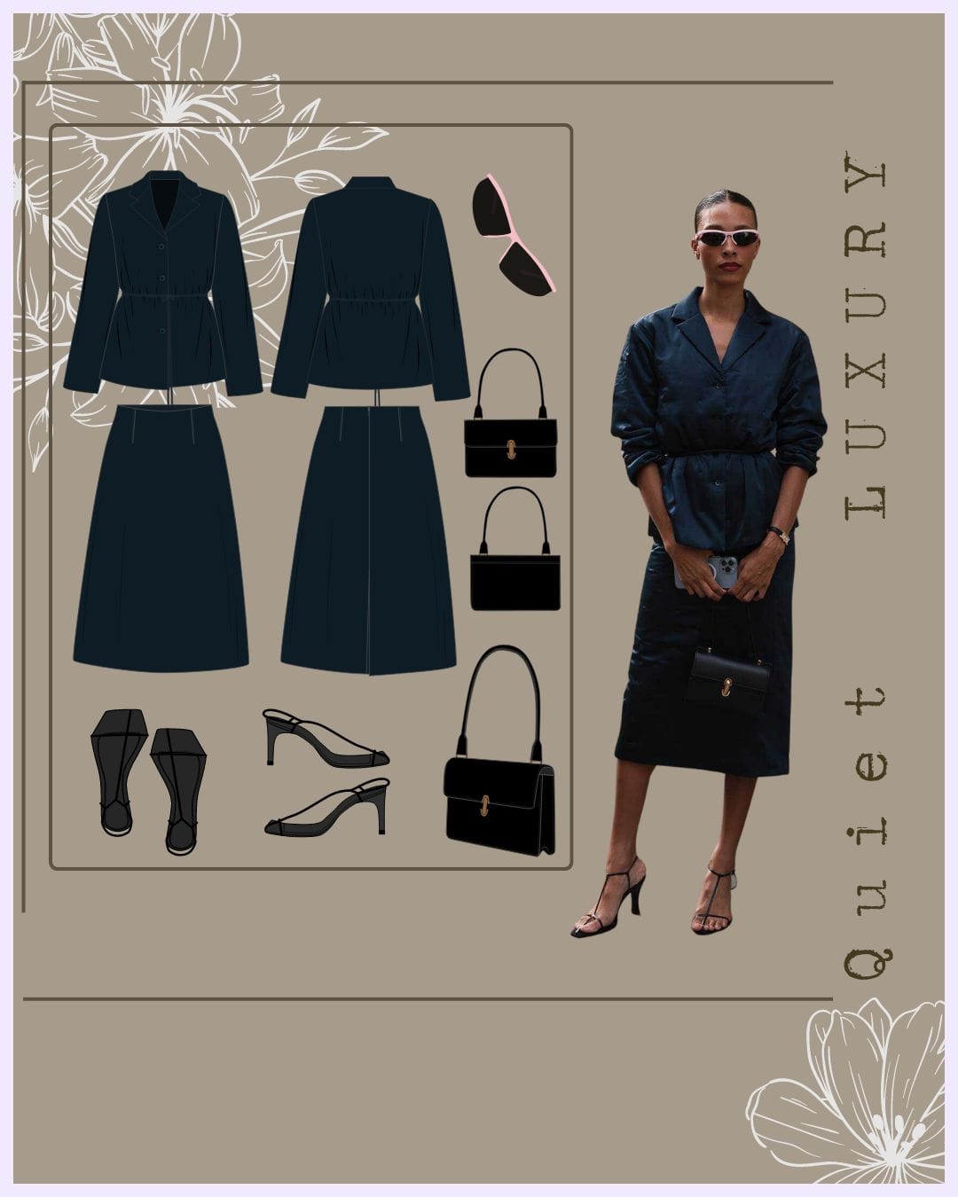 Trend-Inspired Quiet Luxury Outfit Illustrations Graphic