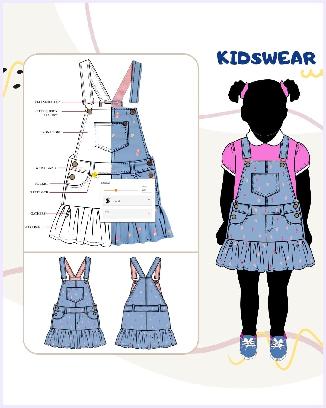 10 Types of Kidswear Sketches & Illustrations
