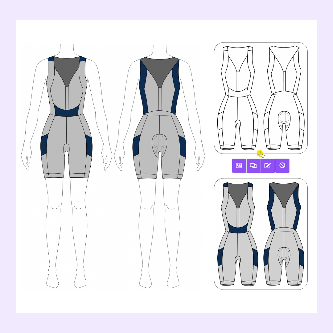 Cycling Bodysuit Technical Sketch